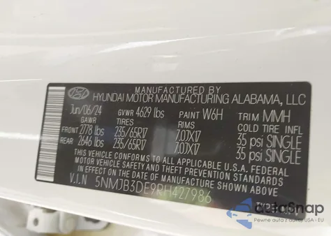 2024 Hyundai Tucson Sel from USA, damaged, VIN 5NMJB3DE9RH427986